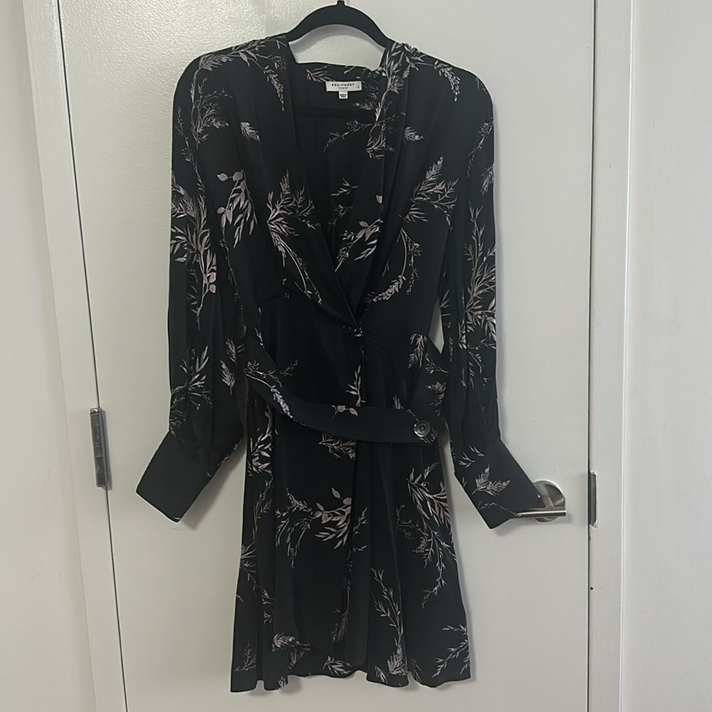 Equipment silk wrap mini dress w/belt